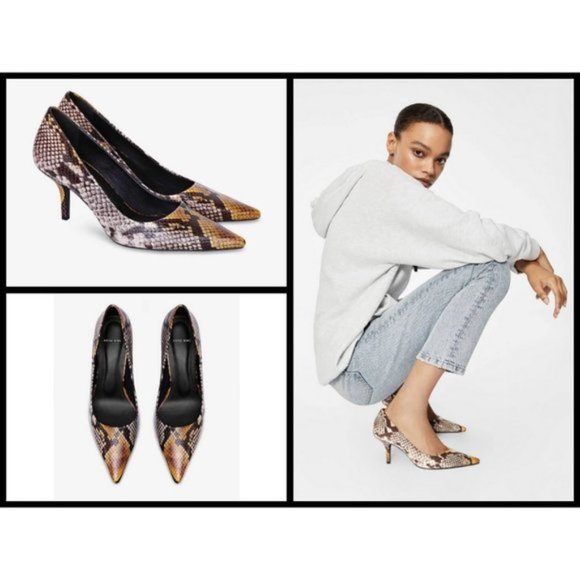 ANINE BING Devon Pumps  Leather Python Snakeskin Heels 37 New Box - Picture 4 of 12